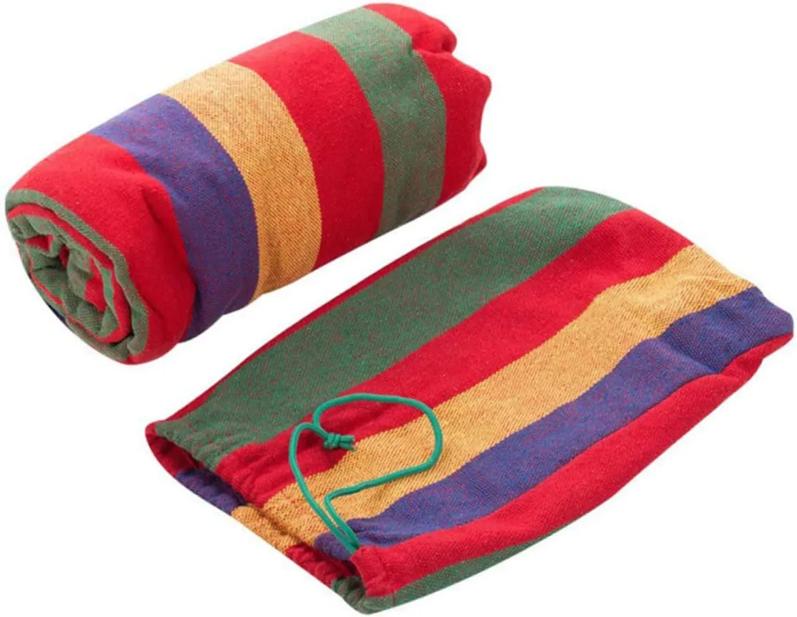 VANZACK 1Pc Double Thickened Fashion Canvas Hammock for Outdoor Camping Travel Red Includes Bind Ropes Lightweight Durable Sleeping Bed for Relaxation