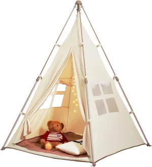 VEVOR Kids Play Tent, Teepee Tent for Kids 3-5 Years Old, Tent for Kids with Windows for Indoor and Outdoor, Foldable Toddler Tent with Mat and Carrying Bag, Kids Tent for Boys and Girls, Beige