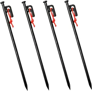 VICASKY 4pcs Camping Tent Stakes Durable Ground Pegs for Outdoor Use with Easy Pull Design and Storage Bag for Tents Gazebos and Tarps