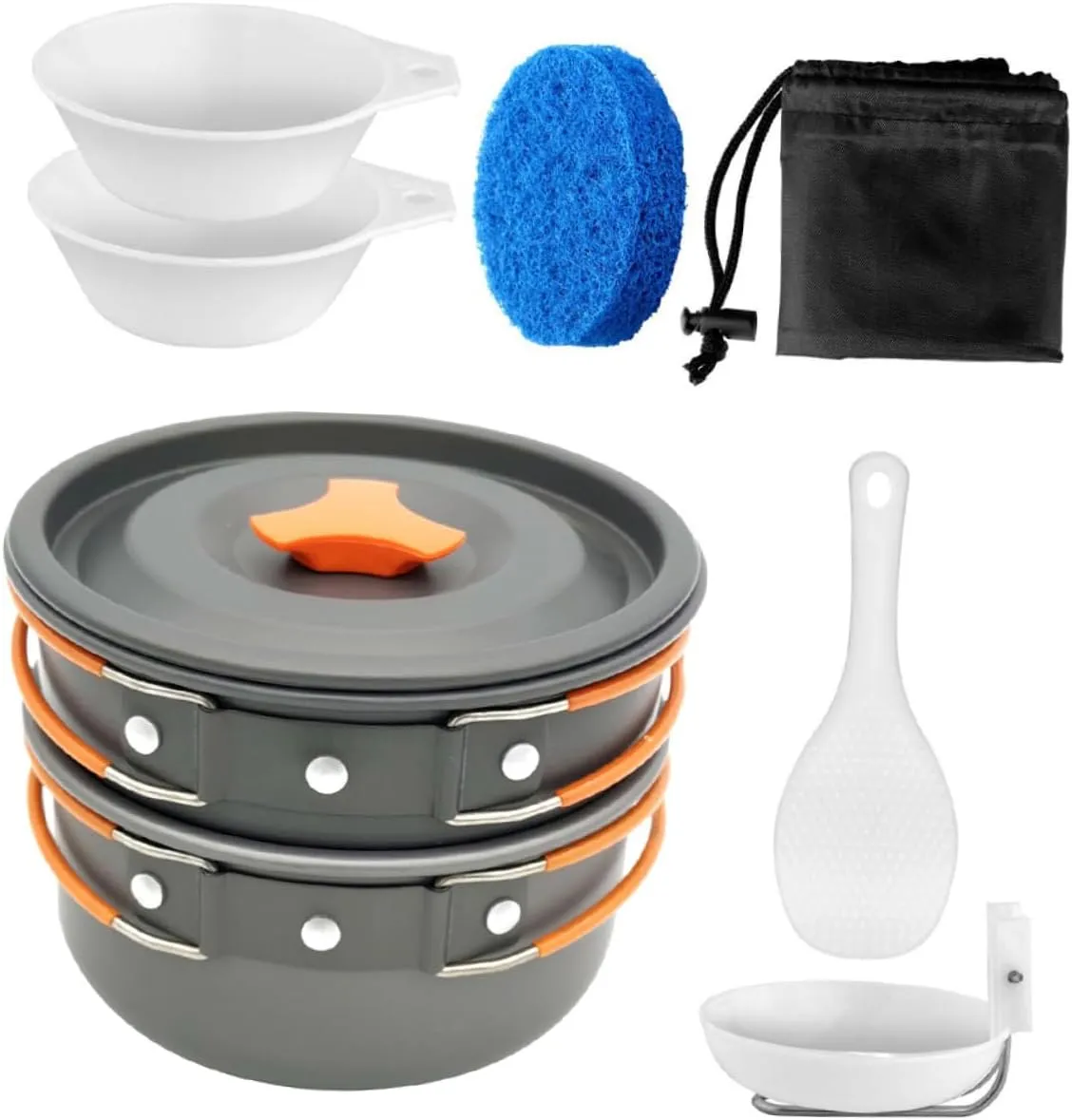 VICASKY Portable Camping Cookware Lightweight Anodized Pots Frying Pan with Insulated Handles for Outdoor