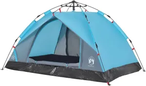 vidaXL Camping Tent Dome 3-Person, Garden Shelter, Portable Canopy for Outdoor Patio Hiking, Foldable Dome Tent, Blue Quick Release