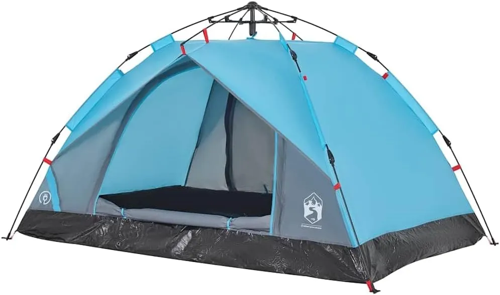 vidaXL Camping Tent Dome 3-Person, Garden Shelter, Portable Canopy for Outdoor Patio Hiking, Foldable Dome Tent, Blue Quick Release