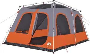 vidaXL Family Tent Dome 8-Person, Outdoor Shelter, Garden Camping Tent for Festival Hiking, Lightweight Tent, Gray and Orange Quick Release
