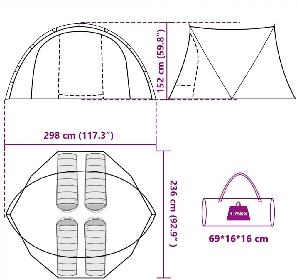vidaXL Fishing Tent, Carp Tent, Camping Tent, Fishing Tent, 4 People, Waterproof