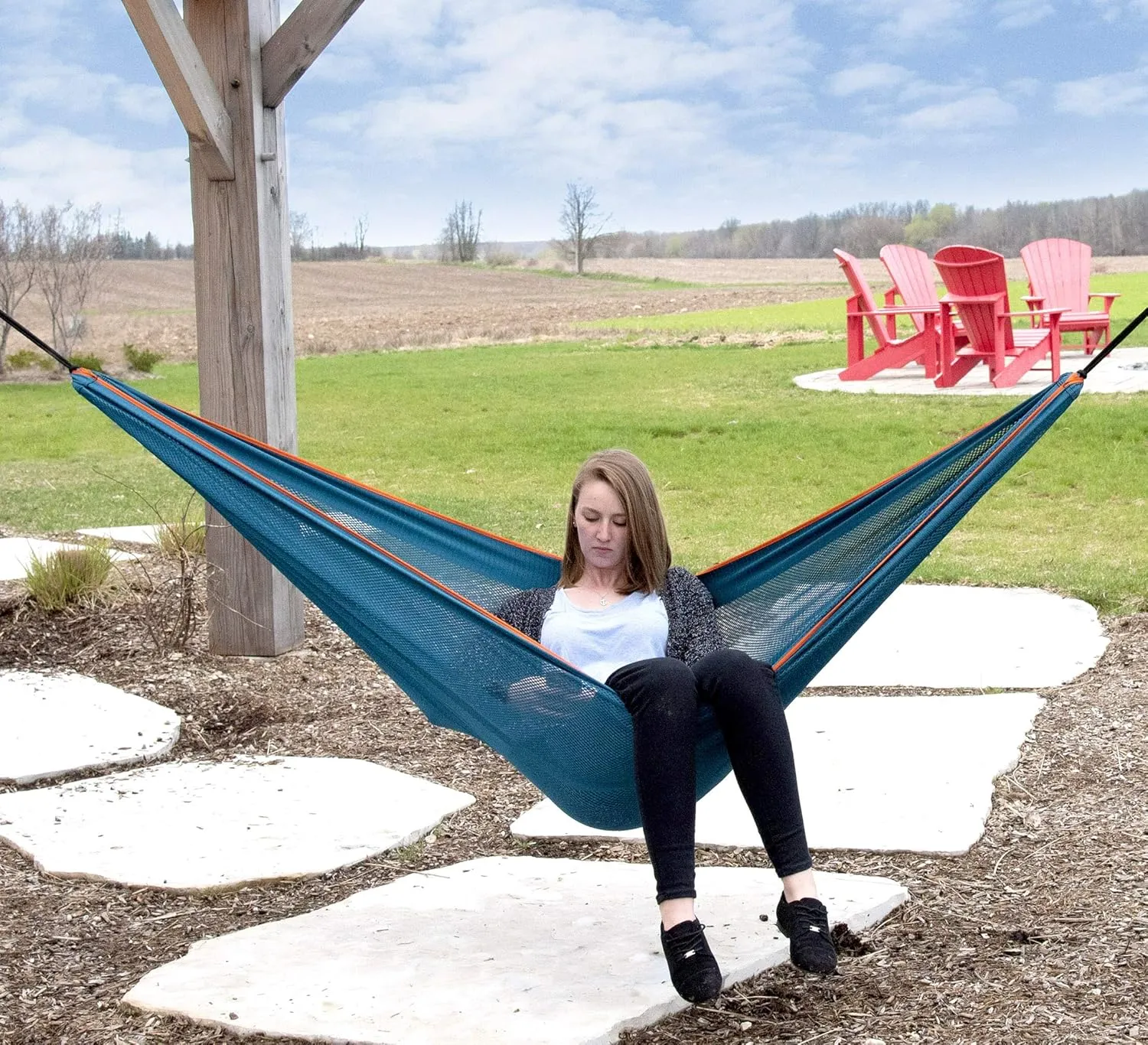 Vivere Double Polyester Mesh Hammock - 400 lb Capacity