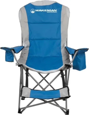 Wakeman Camping Chair with Foot Rest - 300lb Capacity Beach Chair with Footrest, Cupholder, and Cooler Pouch - Portable Chair Outdoors (Blue)