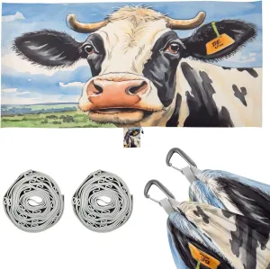 Watercolor Cow Portrait Camping Hammock, 330 lbs with 2 Tree Straps, Carry Bag, Single Portable Hammock for Outdoor/Indoor, Hiking, Beach, Backpacking, Travel