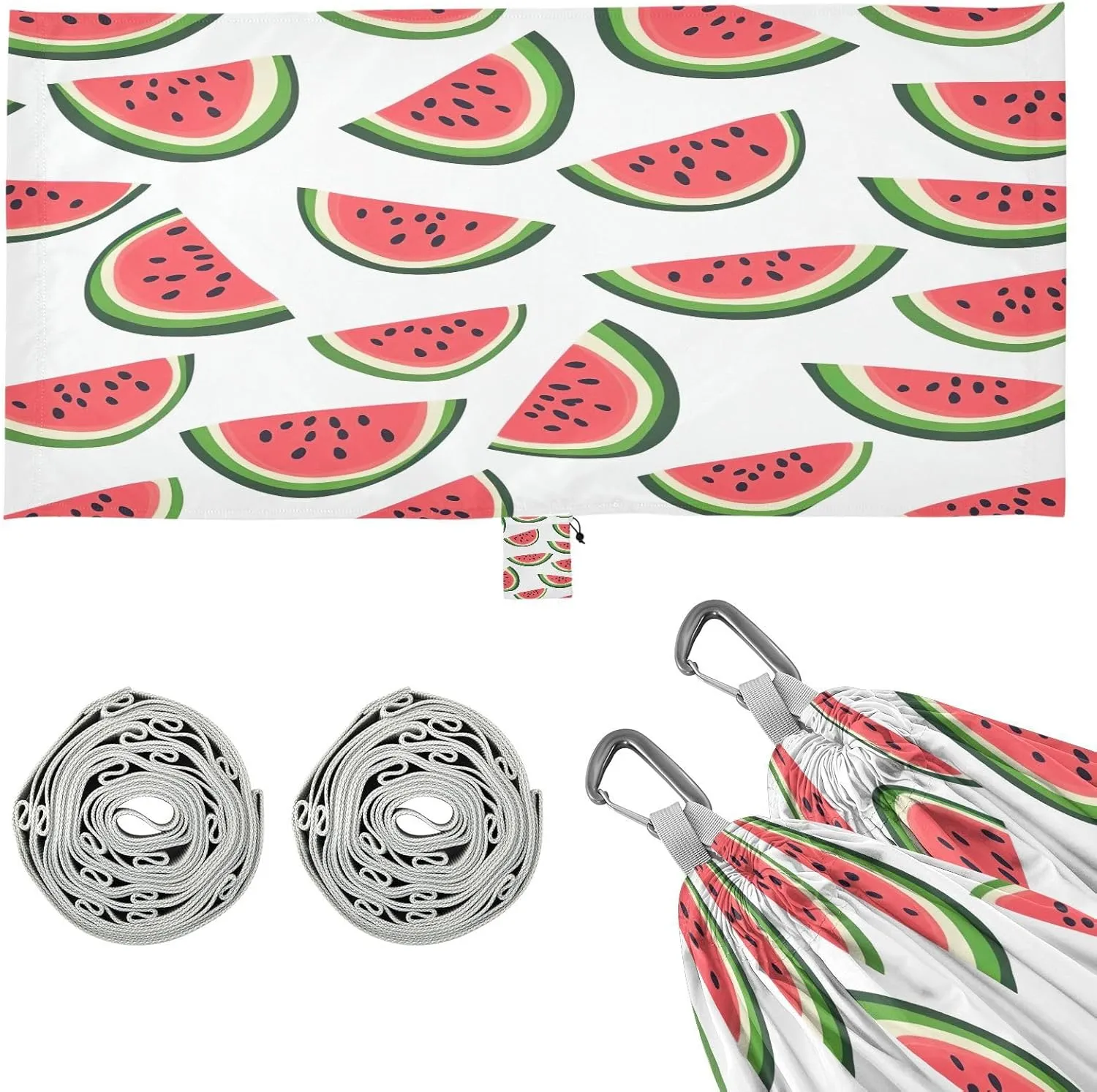 Watermelon Cloves Camping Hammock, Single Portable Hammocks with Tree Straps & Attached Carry Bag, 330Lbs Capacity Perfect for Outside Indoor Hiking Beach Backpack Travel