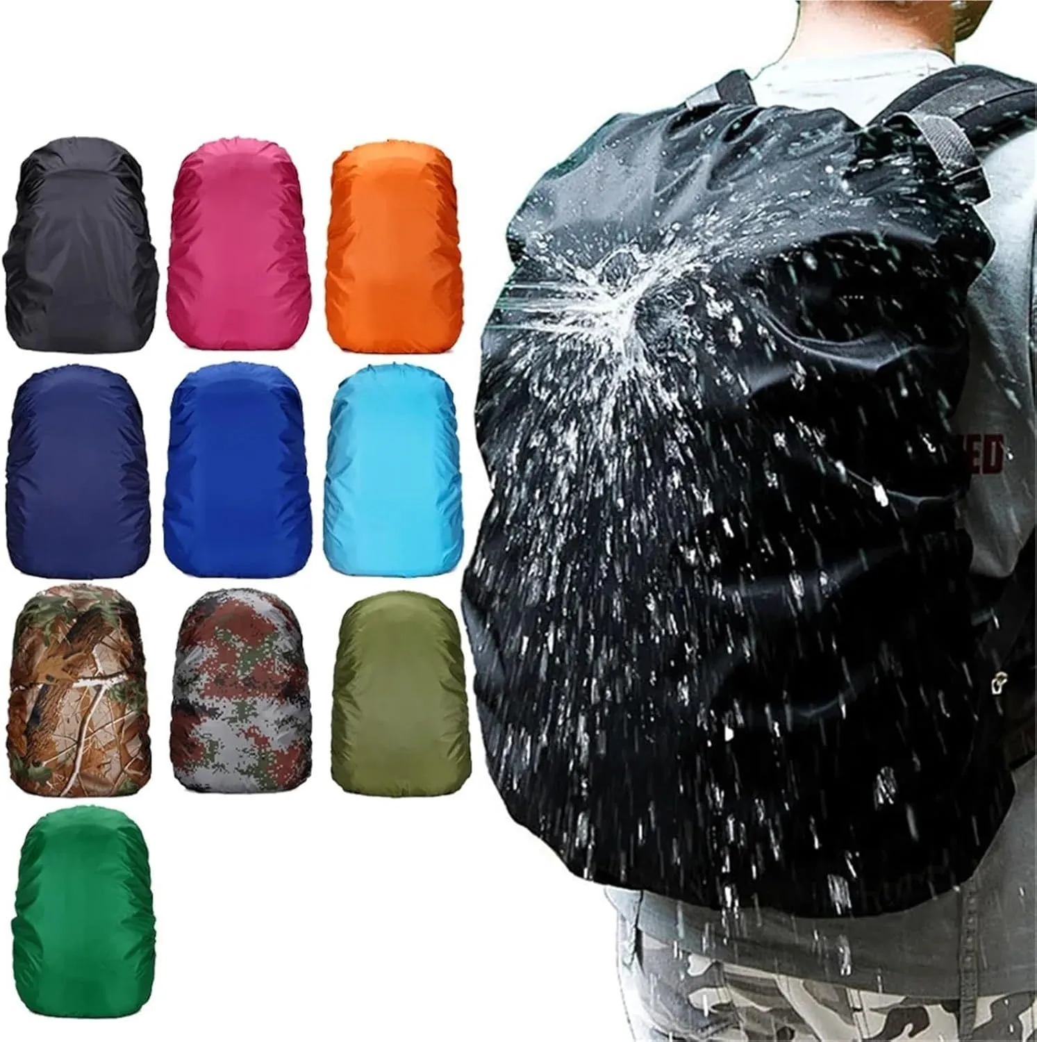 Waterproof Backpack Rain Cover 2pcs Practical Backpack Rain Shield Waterproof Sun-Protected Bag Shield Outdoor Camping Hiking Backpack Protective Cover for Hiking，Camping(40-50L,Orange)