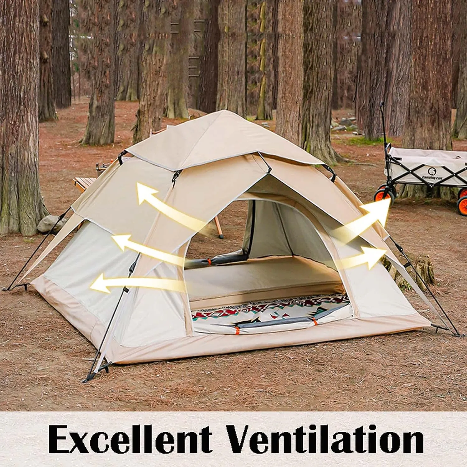 Waterproof Camping Tent for 1/2/3 Person, Family Instant Pop Up Tent, Waterproof Windproof Automatic Tent, Outdoor Dome Tent, Instant Tents for Camping, 60s Easy Setup