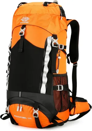 Waterproof Hiking Backpack Camping Travel Daypack with Rain Cover for Camping Hiking Travel,waterproof backpack 60L(Orange)