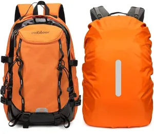 Waterproof Hiking Backpack - Outdoor Sport Daypack with Rain Cover (Orange,40L)