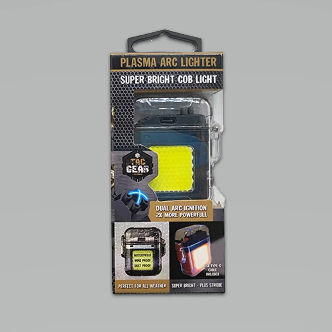 Waterproof Windproof Rechargeable Electric Arc Lighter with COB Light (Black)