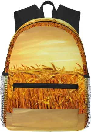 Wheat Field Print Shoulder Bag, Lightweight Shoulder Bag, Travel Bag, Hiking Backpack, Cute Shoulder Bag
