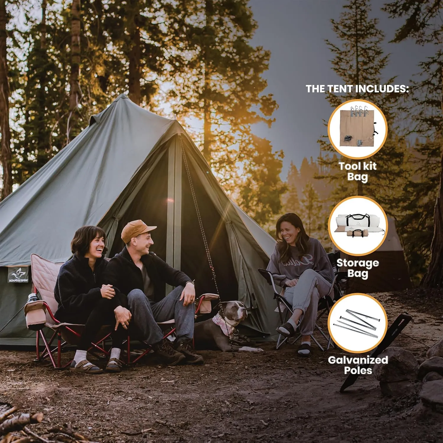 WHITEDUCK Regatta Canvas Bell Tent - w/StoveJack, Waterproof, 4 Season Luxury Camping and Glamping Yurt Tent Outdoor