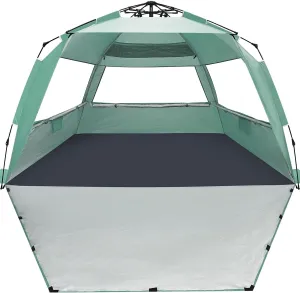 WhiteFang Deluxe Pop Up Beach Tent Sun Shade Shelter for 3-4/5-6 Person, UV Protection, Extendable Floor with 3 Ventilating Windows Plus Carrying Bag, Stakes, and Guy Lines