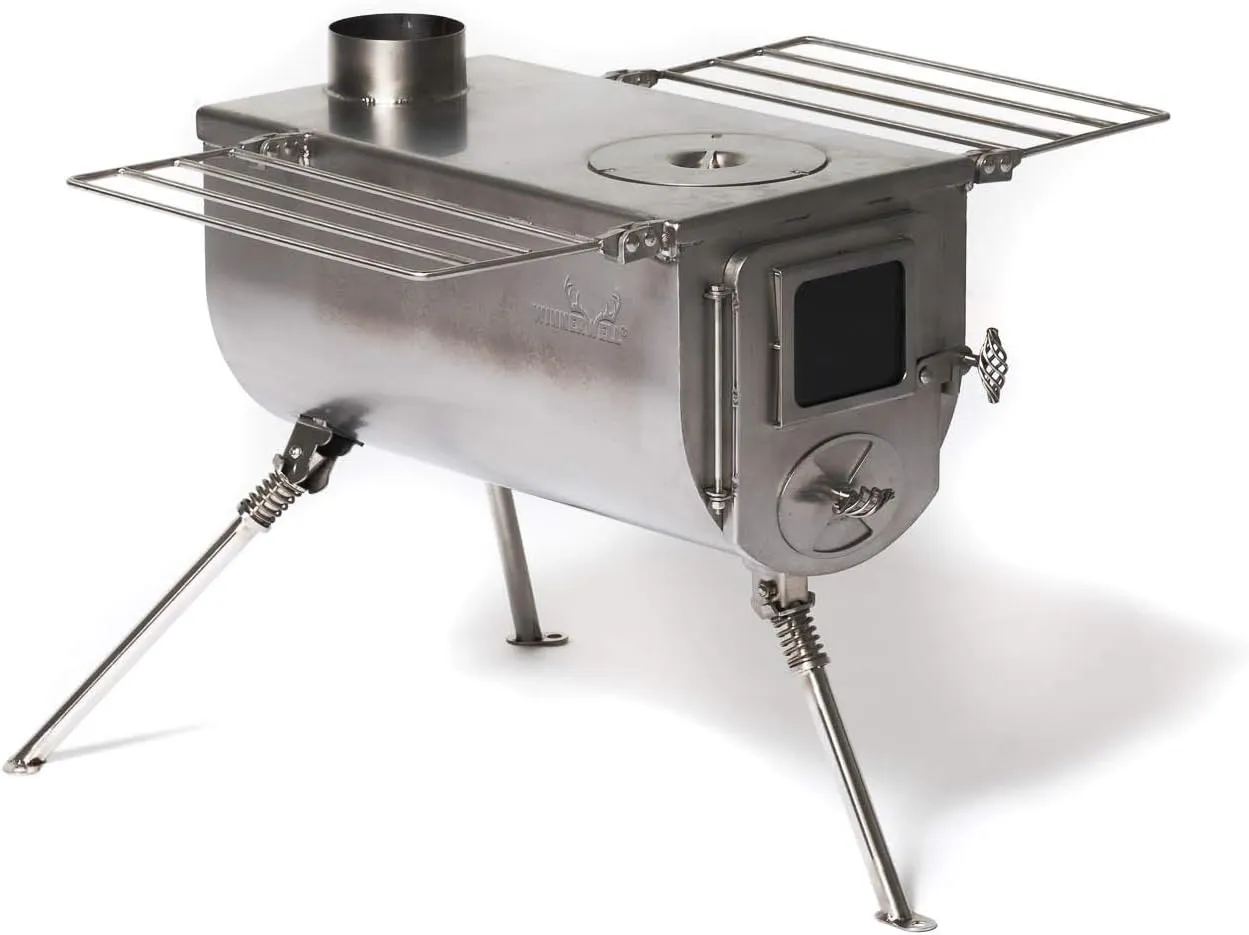 Winnerwell Woodlander Large Tent Stove | Portable Wood Burning Stove for Tents, Shelters, and Camping | 1500 Cubic Inch Firebox | Precision Stainless Steel Construction | Includes Chimney Pipe