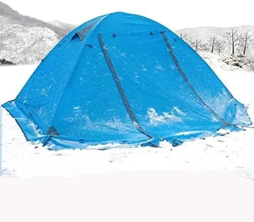 Winter Tent with Snow Skirt!2-3Persons Aluminum Pole Double Layer 2Doors Windproof Big Rain Proof Professional Camping Tent Tent Beautiful Scenery Hopeful