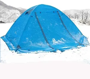 Winter Tent with Snow Skirt!2-3Persons Aluminum Pole Double Layer 2Doors Windproof Big Rain Proof Professional Camping Tent Tent Beautiful Scenery Hopeful