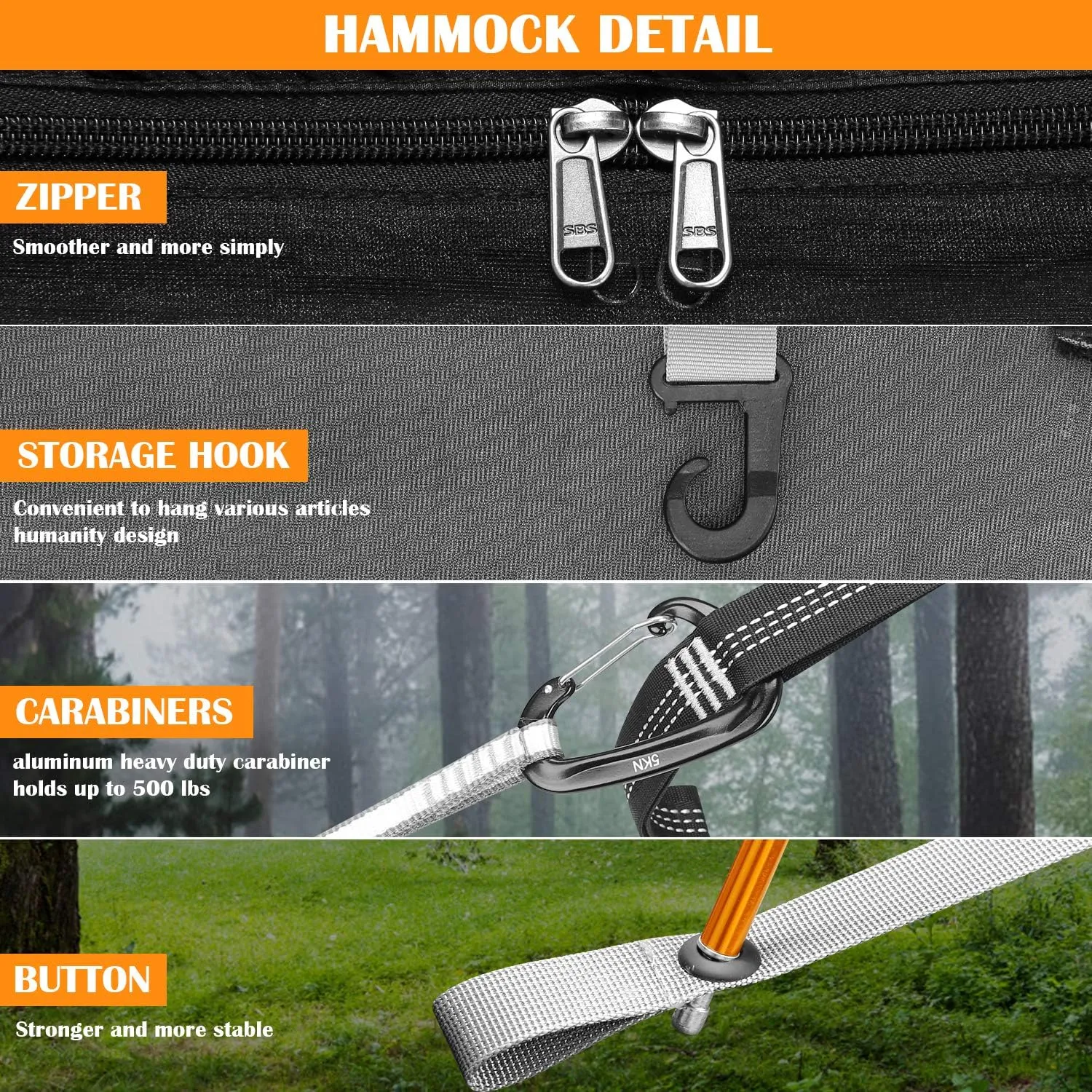 WintMing Hammock with Mosquito Net and Rain Fly Cover 3 in 1 Camping Hammock Tent 440lbs Load