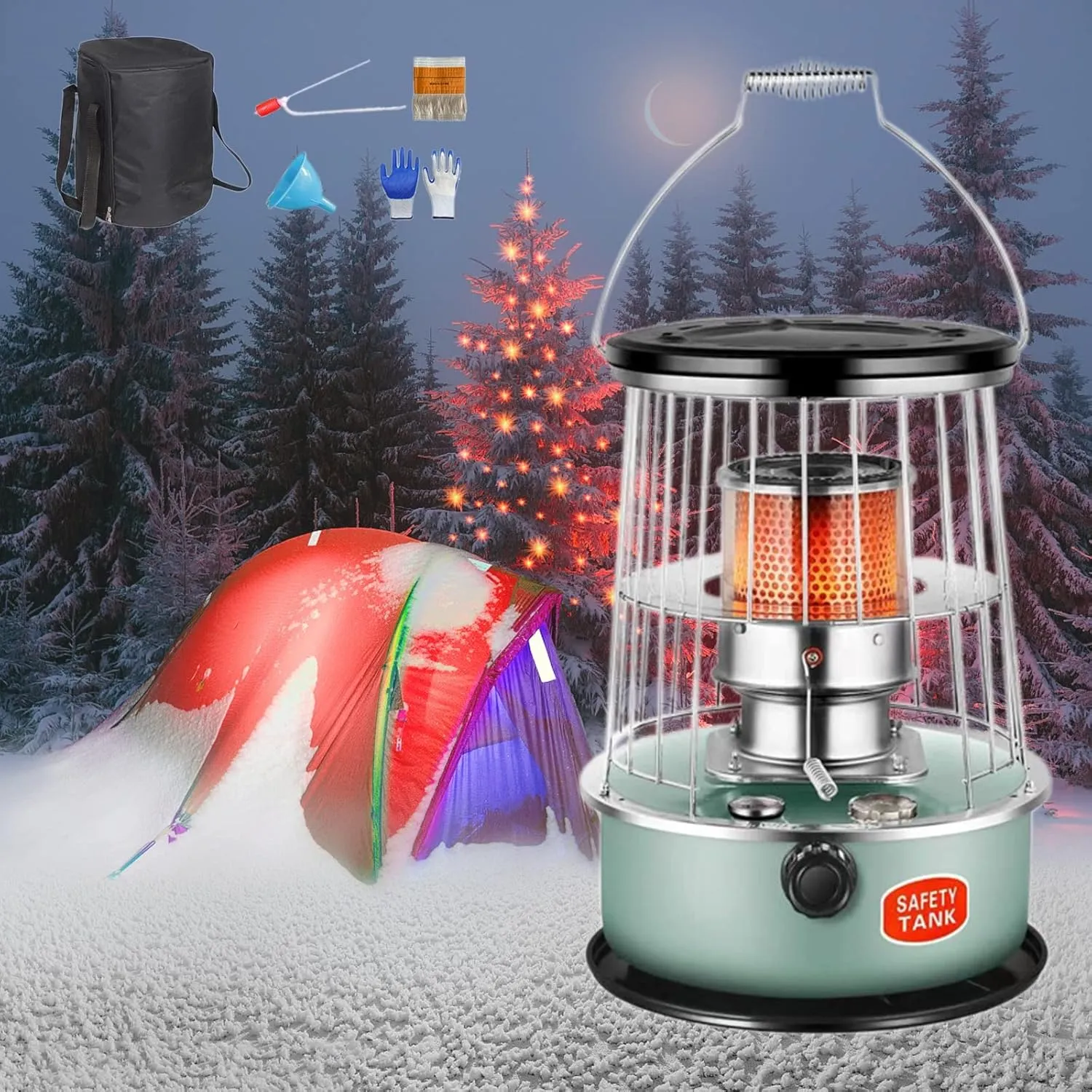 with Spare Wick and Storage Bag, Non-Electric Portable Kerosene Stove, Adjustable fire Power, high-Efficiency Heating Outdoor Camping Stove (Color : Lake Blue)
