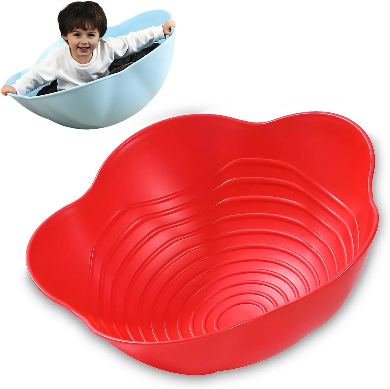 Wobble Disk for Toddler, Indoor/Outdoor Climbing Dome Sensory Sit and Spin, Two Sided Rock Wobble Disc, Rock Around Wobble Disk for Kids Age 3-9, Kid Spinning Seat for Vestibular Exercises,Red