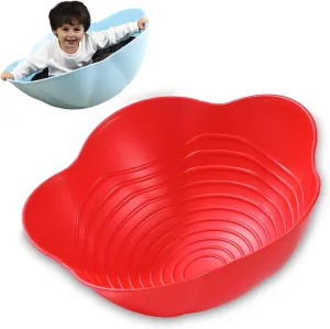 Wobble Disk for Toddler, Indoor/Outdoor Climbing Dome Sensory Sit and Spin, Two Sided Rock Wobble Disc, Rock Around Wobble Disk for Kids Age 3-9, Kid Spinning Seat for Vestibular Exercises,Red