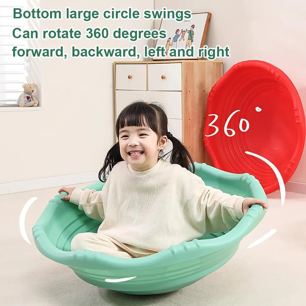 Wobble Disk for Toddler, Kids Two Sided Wobble Disc Rock Around Indoor Climbing Dome for 3-9 Year Old, Vestibular Exercises Children Sensory Training Spinning Seat Toys,Orange