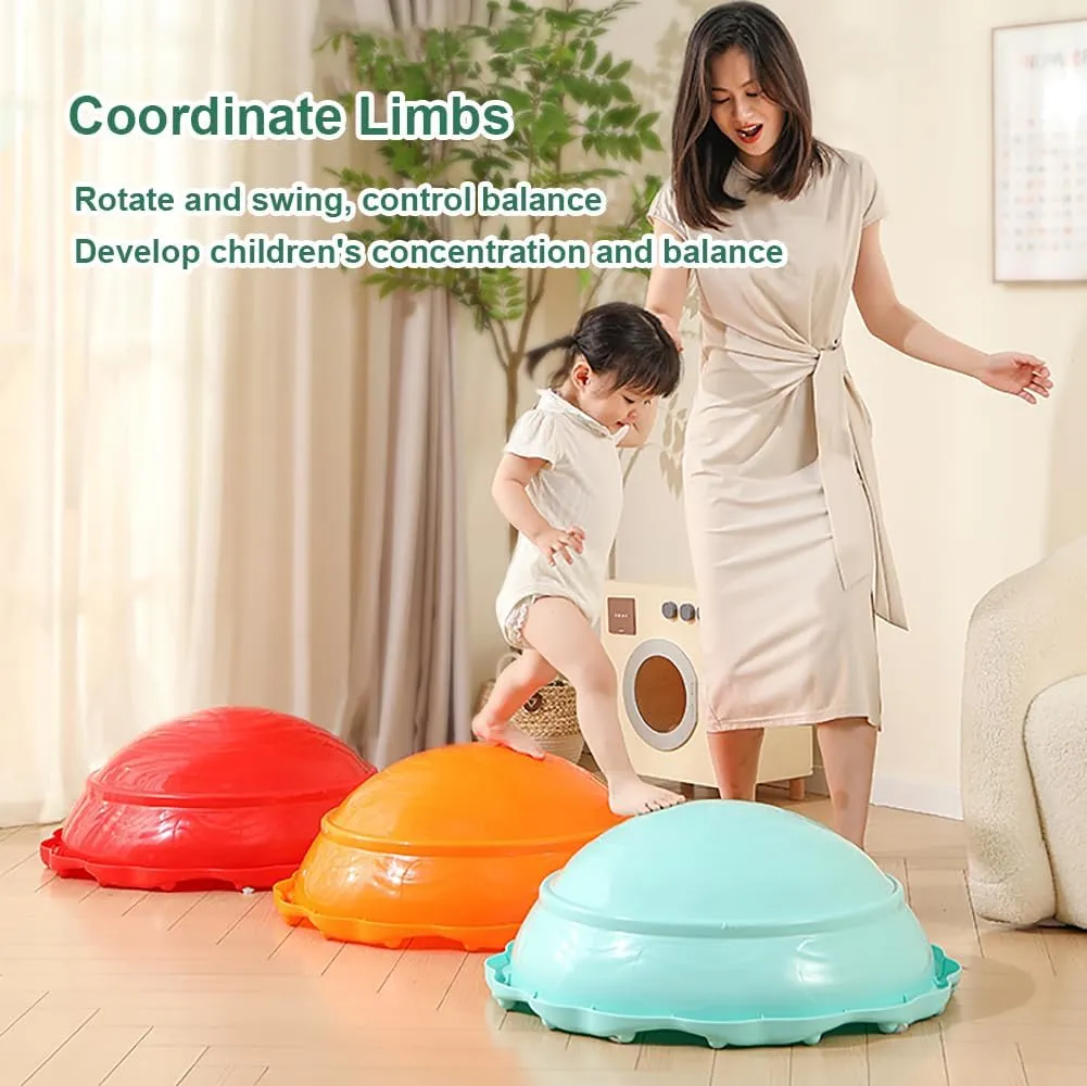 Wobble Disk for Toddler, Two Sided Wobble Disc for Kids 3-9 Year Old, Large Rock Around Indoor Climbing Dome, Vestibular Exercises Children Sensory Training Spinning Seat Toys