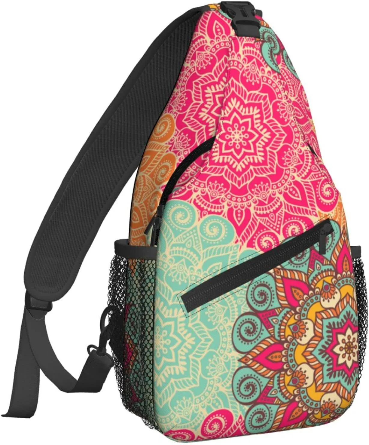 Women Docorative Mandala Pattern Crossbody Sling Backpack for Men Chest Bag Shoulder Bag Lightweight One Strap Backpack Travel Outdoor Daypack