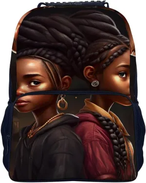 Women Men Polyester African American Black Women Woman Art Casual Daypack Large Capacity Bookbag With Side Pockets for Sports Picnic Walking Cycling