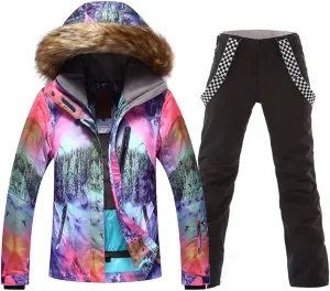 Women Snowboard Suit Waterproof Windproof Ski Jacket and Pant