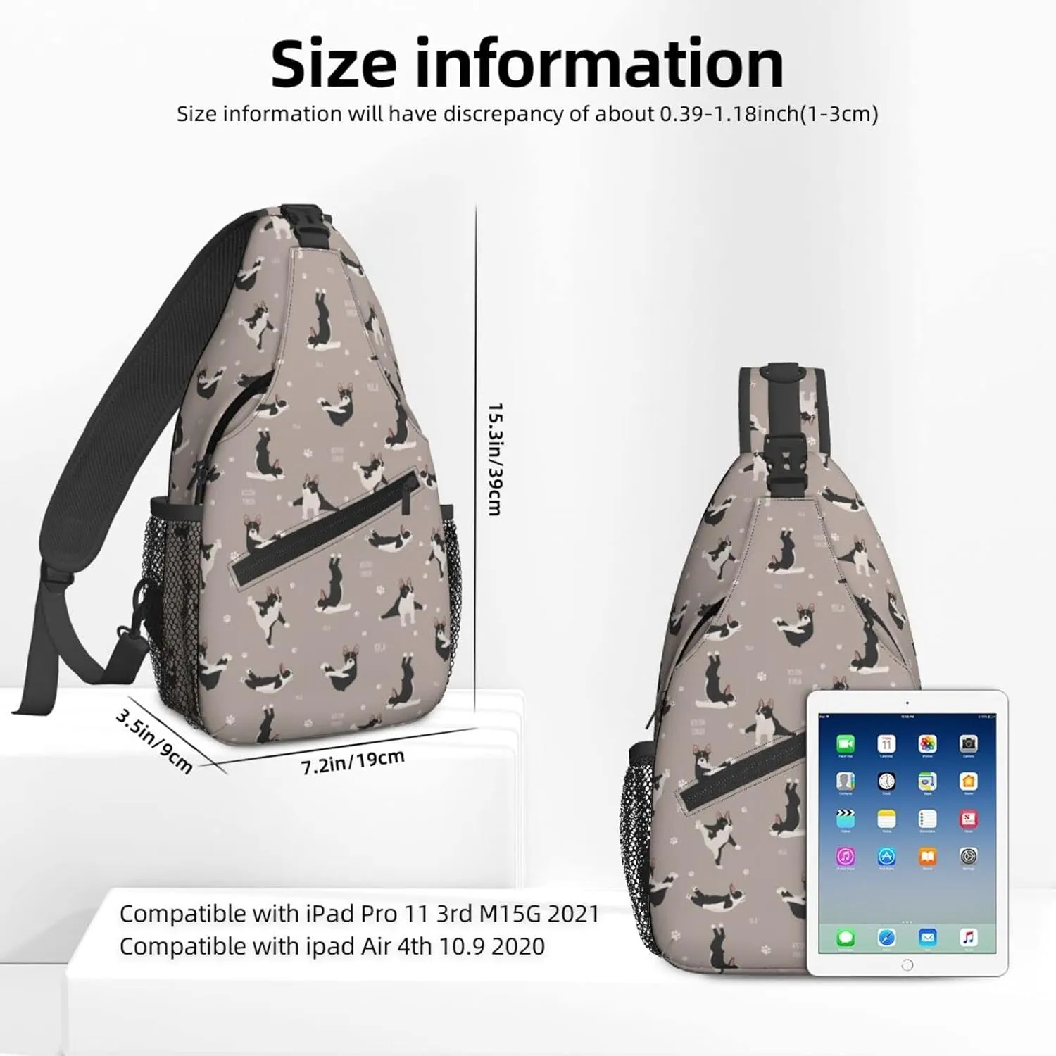 Women Yoga Boston Terrier Funny Dogs Crossbody Sling Backpack for Men Chest Bag Shoulder Bag Lightweight One Strap Backpack Travel Outdoor Daypack