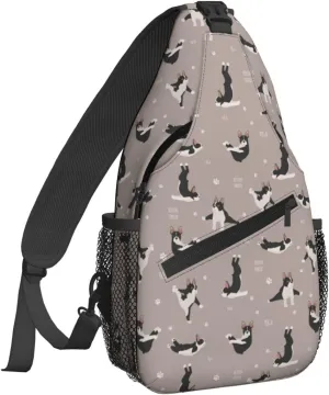 Women Yoga Boston Terrier Funny Dogs Crossbody Sling Backpack for Men Chest Bag Shoulder Bag Lightweight One Strap Backpack Travel Outdoor Daypack