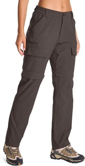 Womens Hiking Pants Convertible Quick Dry Stretch Lightweight Zip Off Outdoor Safari Pants with Cargo Pockets