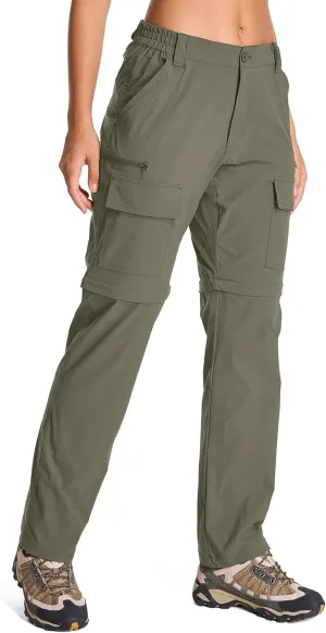 Womens Hiking Pants Convertible Quick Dry Stretch Lightweight Zip Off Outdoor Safari Pants with Cargo Pockets