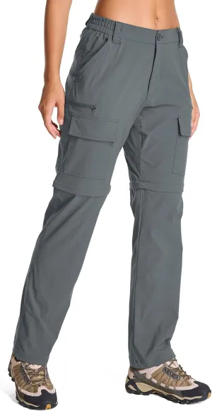 Womens Hiking Pants Convertible Quick Dry Stretch Lightweight Zip Off Outdoor Safari Pants with Cargo Pockets
