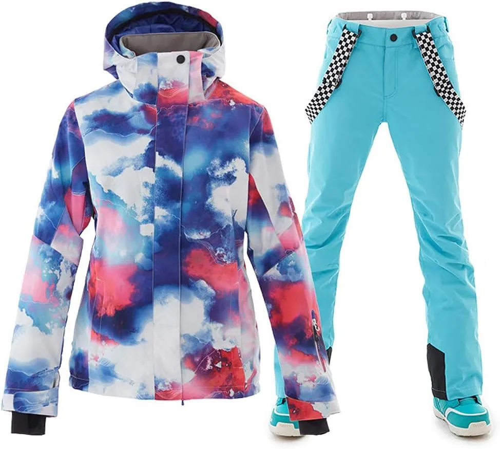 Women's Ski Snowboard Jackets Pants Set Windproof Waterproof Snow Jacket Ski Suits Rain Jacket