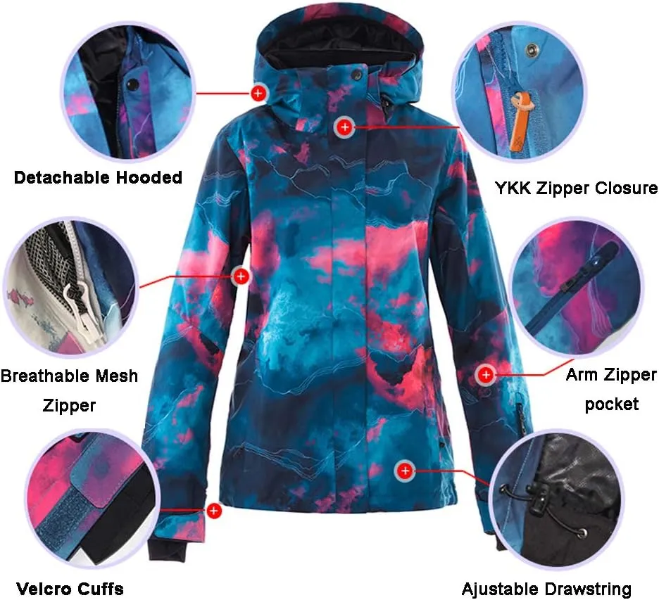 Women's Ski Snowboard Jackets Pants Set Windproof Waterproof Snow Jacket Ski Suits Rain Jacket