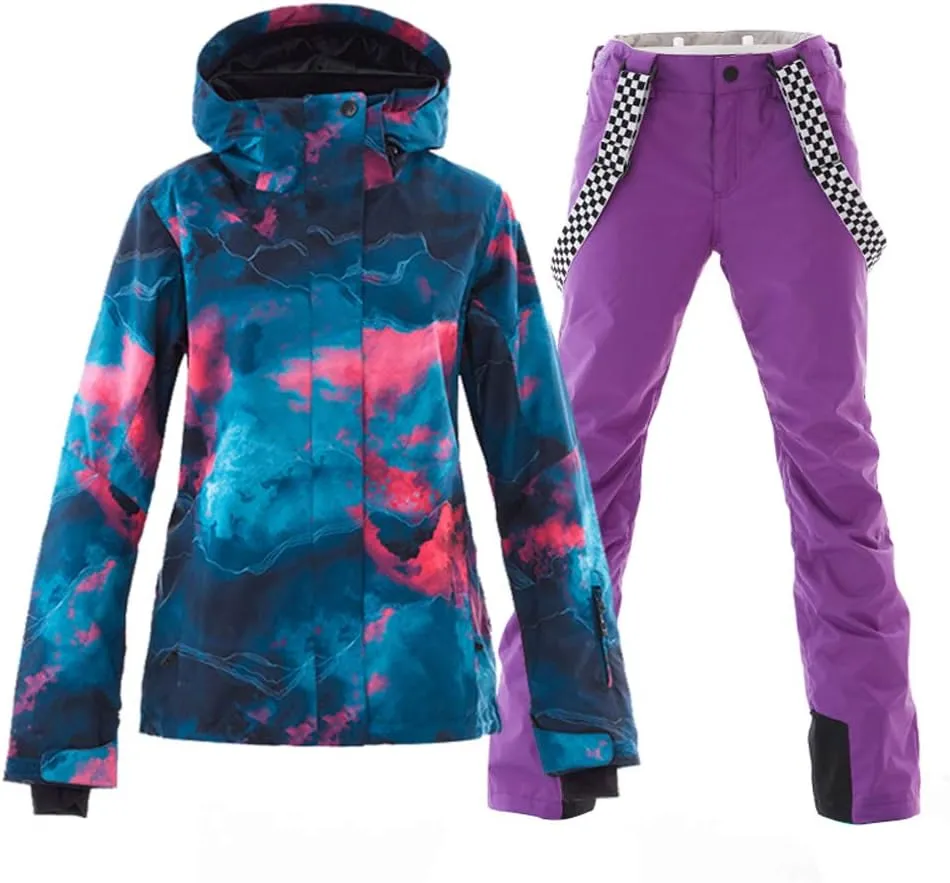 Women's Ski Snowboard Jackets Pants Set Windproof Waterproof Snow Jacket Ski Suits Rain Jacket
