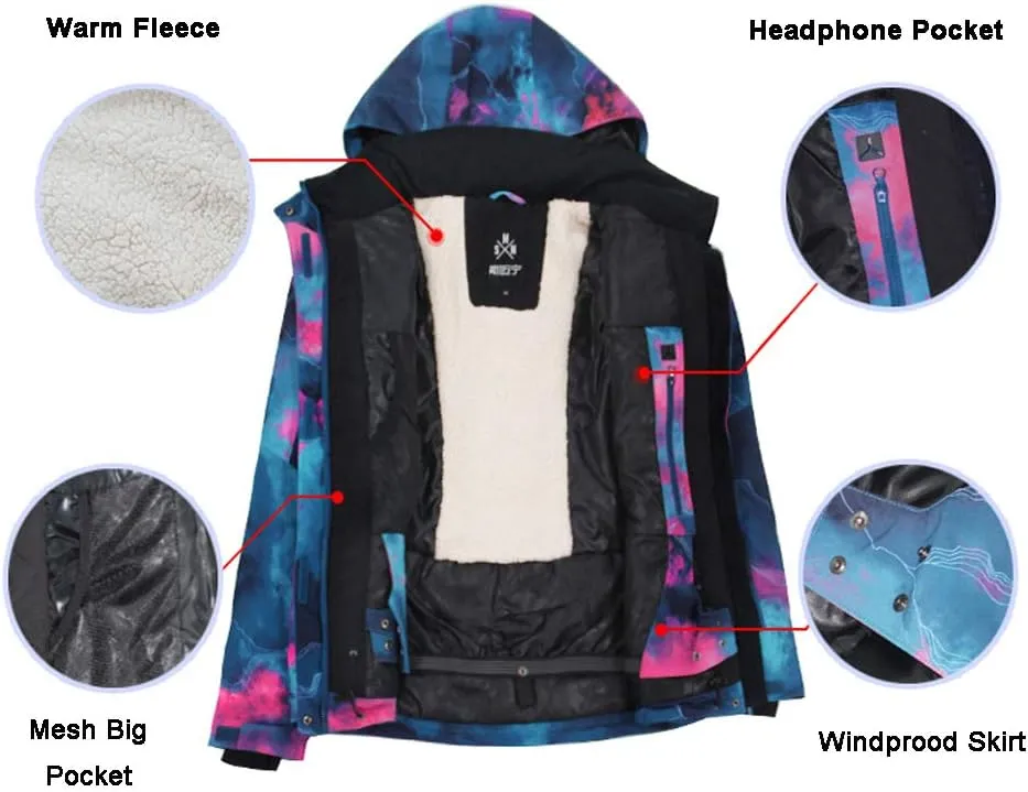 Women's Ski Snowboard Jackets Pants Set Windproof Waterproof Snow Jacket Ski Suits Rain Jacket