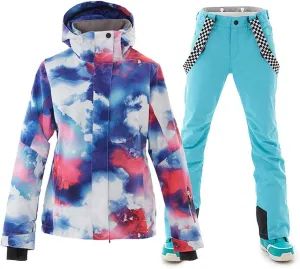 Women's Ski Snowboard Jackets Pants Set Windproof Waterproof Snow Jacket Ski Suits Rain Jacket