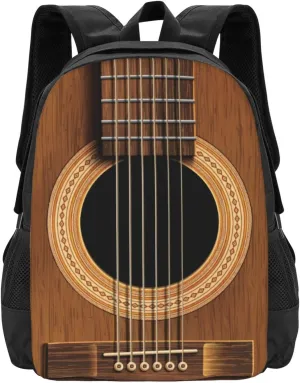 Wood Acoustic Guitar Music Lightweight Packable Backpack Travel Casual Hiking Daypack Foldable Backpack For Men Women