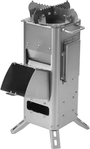 Wood Burning Outdoor Stove, 304 Stainless Steel, High Efficiency, Freestanding, Silver, Wood Fuel