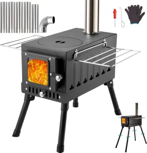 Wood Burning Stove, Camping Wood Stove, Portable Hot Tent Stoves wood burning, Upgraded Titanium Surface Dual Interior Wall Post Combustion Design with Extended Feet. for cooking and heating