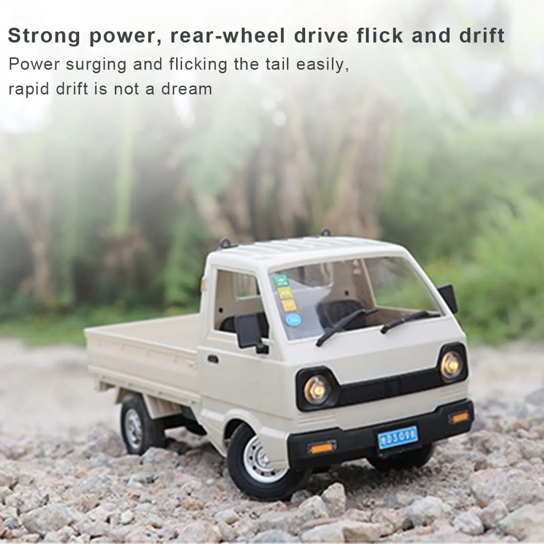 WPL D12 RC Truck, 1:16 Scale 2.4G Rear-Drive Mini RC Drift Car with LED Lights & Proportional Steering, Hobby Grade All-Terrain Vehicle for Adults
