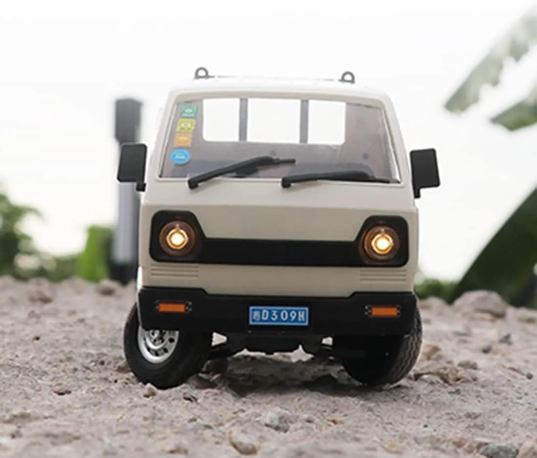 WPL D12 RC Truck, 1:16 Scale 2.4G Rear-Drive Mini RC Drift Car with LED Lights & Proportional Steering, Hobby Grade All-Terrain Vehicle for Adults
