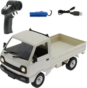 WPL D12 RC Truck, 1:16 Scale 2.4G Rear-Drive Mini RC Drift Car with LED Lights & Proportional Steering, Hobby Grade All-Terrain Vehicle for Adults