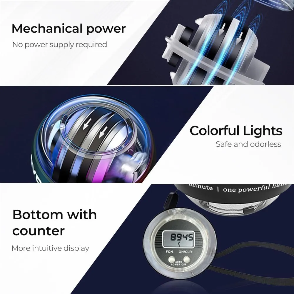 Wrist Trainer Ball Auto-Start Gyroscopic Forearm Exerciser Gyro Torque Ball Hand Exerciser for Strengthen Arms, Fingers, Bones and Muscles, Colorful Lighting