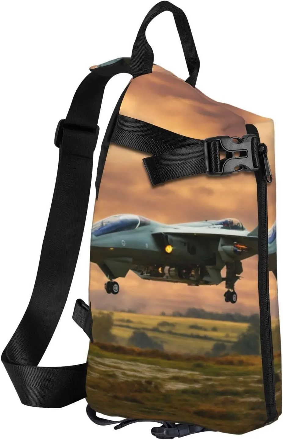 WURTON Aircraft Fighter Jets Print Crossbody Backpack Cross Pack Lightweight Sling Bag Travel, Hiking